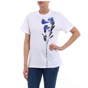 Golden Goose Golden Tee with blue flower print‎ White Shirt Womens Size Large